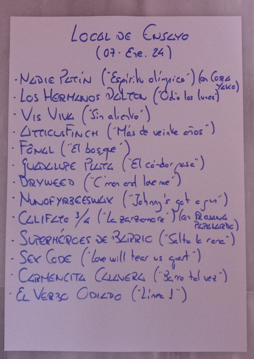 LocalDeEnsayo's tweet photo. Abrimos @LocalDeEnsayo @CanalFiesta, con nuestro “Especial Versiones”: @NadiePatin @HERMANOSDALTON , @visviva__ , @Atticusfinchab , @_FONAL , @guadalupeplata , #Dryweed, #Nunofyrbeeswax, @califato_3x4 , #SuperheroesDeBarrio, @SexCodeMusic , @CarmencitaCalav y @ElVerboOdiado https://t.co/j1HVWyIW3V