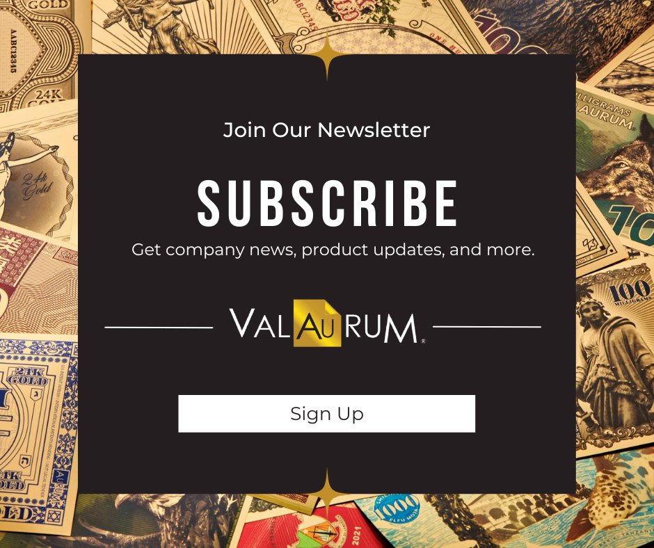 Stay in the know. 
Sign up now for the Valaurum newsletter and have the latest company news, promotions, and product updates delivered to your inbox.
Join our community today to stay informed!
Sign up now:
bit.ly/45AiSuv
#gold #aurum #aurumgoldbill #newsletter #valaurum