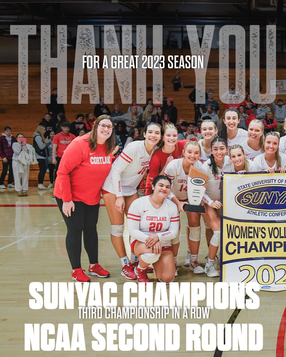 CortlandStateVB's tweet photo. We want to take a moment &amp; say thank you to our teammates, coaches, family, friends, alumni, &amp; the Cortland community for your support in 2023. 

We’re excited for the opportunity to keep competing &amp; building our program in 2024. 

Special thanks to @edlphotography for this one! https://t.co/ama3i9ic4h