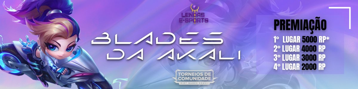 Salve, rapaziada!

O torneio especial vai começar daqui a pouco!
Corre que ainda dá tempo de se inscrever, início do torneio: 16h. 

🌐Inscrições na challengermode: bit.ly/BLADES1
👾Suporte no Discord: bit.ly/DiscLeS
🚨REGRAS: bit.ly/REGRAS_AKALI