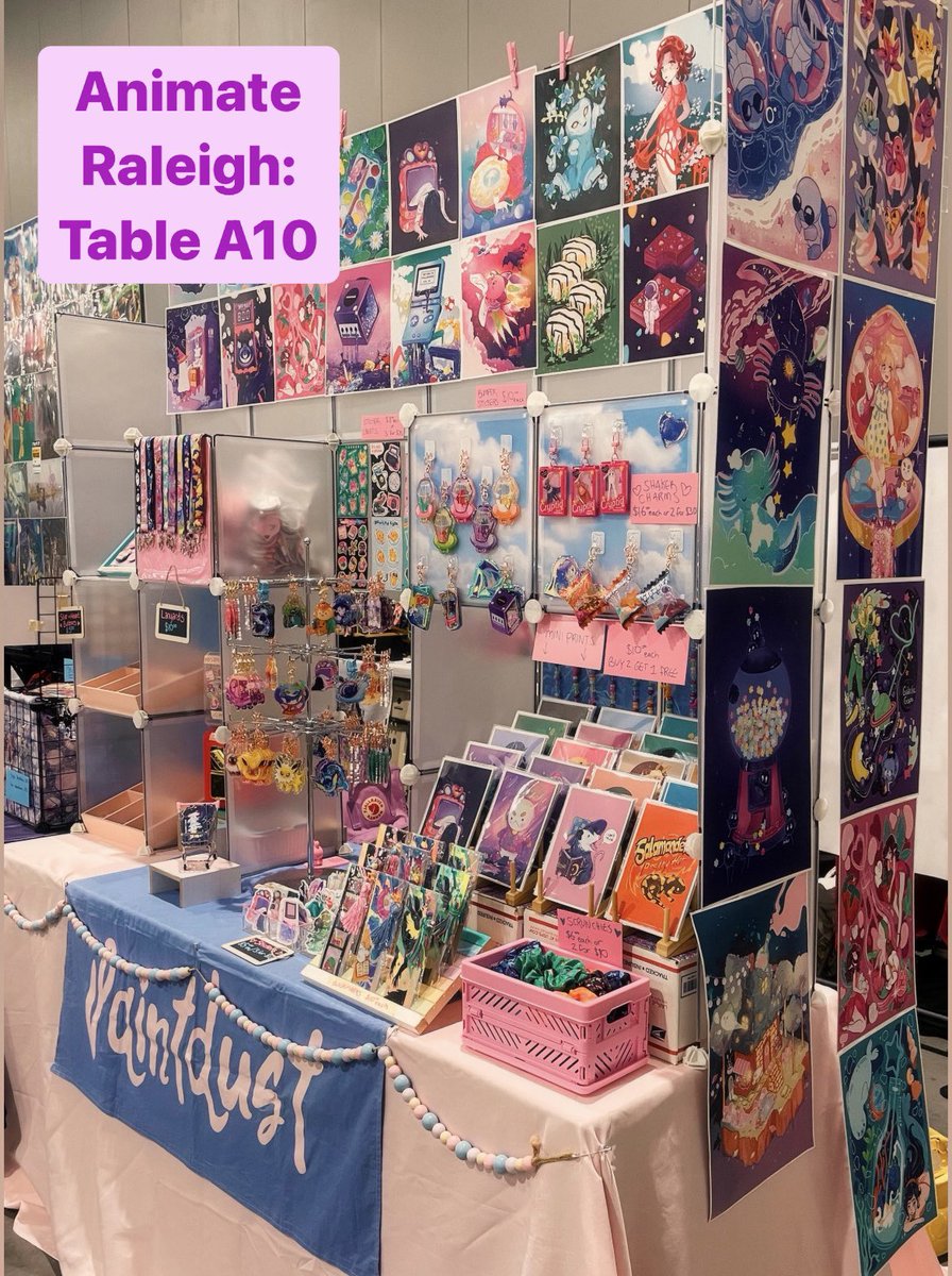 I am all set up for Animate Raleigh this weekend! The first event of the year, come find me I am in the corner near the bathrooms ~ 😈💕