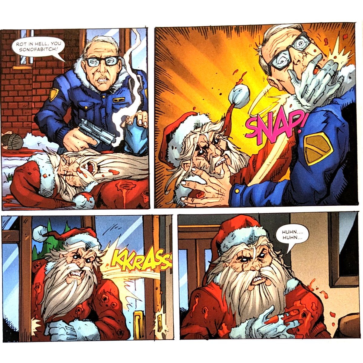 Silent Night Deadly Night #4 - Die Horror-Weihnachtsserie endet mit einem Mix aus Blut und Humor. S.A. Check, James Kuhoric &amp; Puis Calzada liefern ein fesselndes Finale voller Festtags-Schabernack. Ein Lesegenuss für alle, nicht nur für Grinches! 🎅🪓😈💀 #SilentNightDeadlyNight