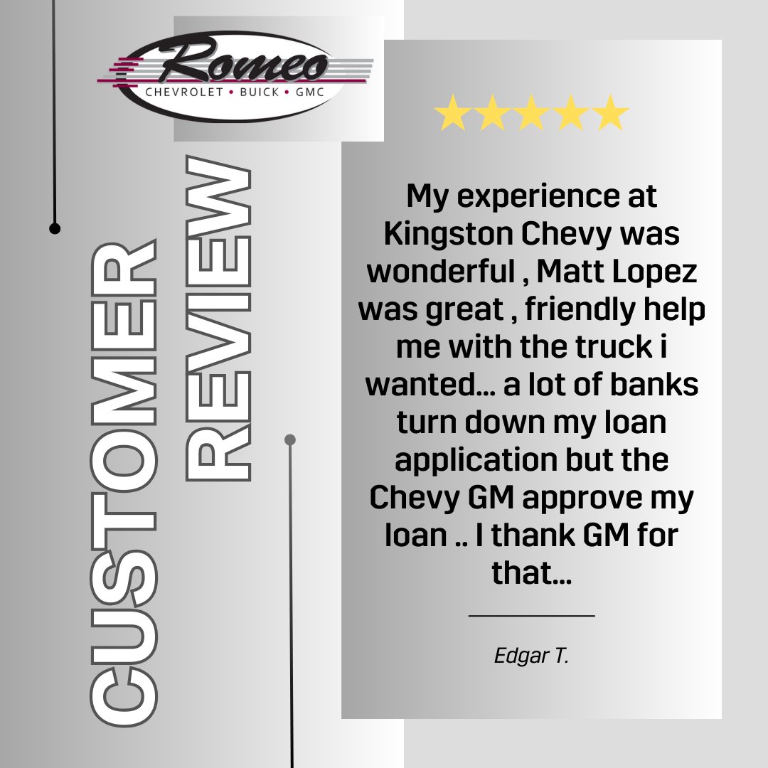 RomeoAutoGroup's tweet image. Discover what our customers are saying! Your feedback means the world to us. 🌟 Share your thoughts on Google and let us know how we're doing! 👉 rpb.li/3VF

#RomeoChevyBuickGMC #ClientReviews #FiveStarService