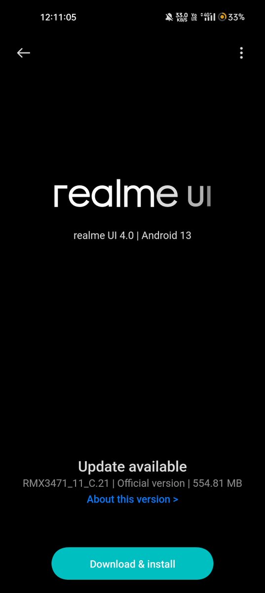 TechKard's tweet photo. Received new software update in my Realme 9 Pro 5G.
Update size : 554MB
● Integrates the November & December 2023 Android security patches
● Improved system performance
● Fixed some known issues to improve system stability
#Realme #Realme9Pro #Realme9Pro5G .@realmeIndia https://t.co/3b973cdWhX