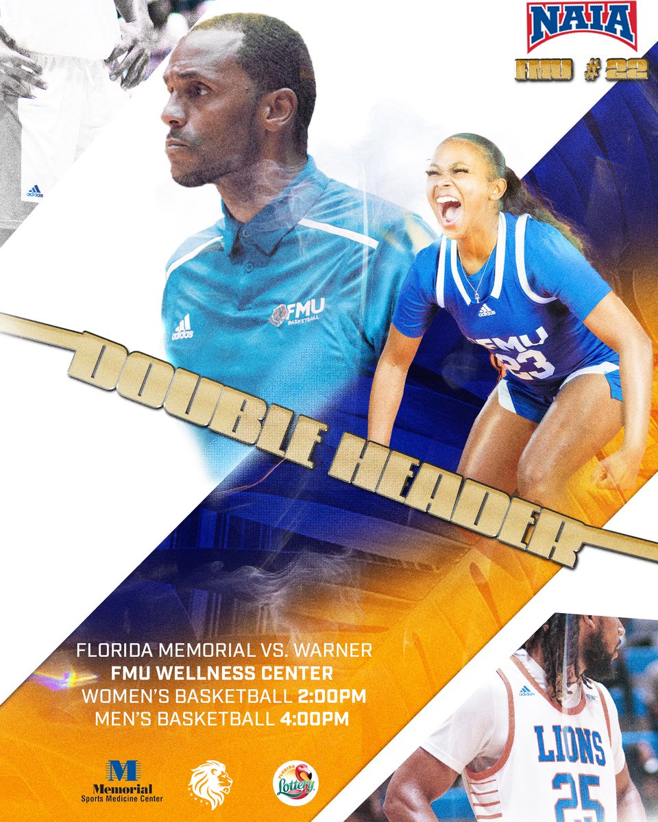 FMU Lions Athletics (@gofmulions) on Twitter photo WELCOME BACK FMU STUDENTS!! Doubleheader special on Saturday! Conference opener ๐ฅ
<a href="/FLMemorialUniv/">Florida Memorial University</a> students, RT if you are in there tomorrow!
WBB - 2 p.m.
#22 <a href="/FMU_MBB/">FMU Menโs Basketball</a> 4 p.m.
We must defend the Wellness Center! ๐ฆ๐
#fmu #hbcu #FloridaLottery #futurefunded <a href="/floridalottery/">Florida Lottery</a> WELCOME BACK FMU STUDENTS!! Doubleheader special on Saturday! Conference opener ๐ฅ
<a href="/FLMemorialUniv/">Florida Memorial University</a> students, RT if you are in there tomorrow!
WBB - 2 p.m.
#22 <a href="/FMU_MBB/">FMU Menโs Basketball</a> 4 p.m.
We must defend the Wellness Center! ๐ฆ๐
#fmu #hbcu #FloridaLottery #futurefunded <a href="/floridalottery/">Florida Lottery</a>
