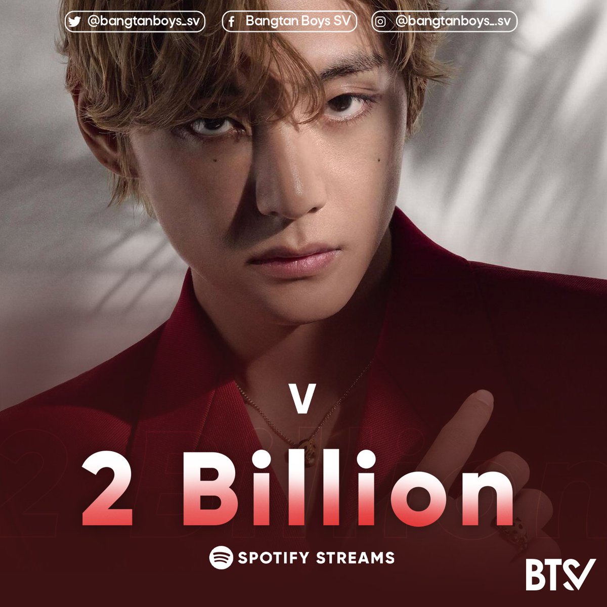 taehyungkimsv's tweet photo. —📊 Taehyung ha sobrepasado los 2 MIL MILLONES de streams con todas sus canciones acreditadas en Spotify.
¡Felicidades a V por convertirse en el 5to solista coreano en alcanzar esta marca! 💎🤍
TAEHYUNG 2 BILLION ON SPOTIFY #V2BillionOnSpotify #2BForV https://t.co/fRCZXySRtr