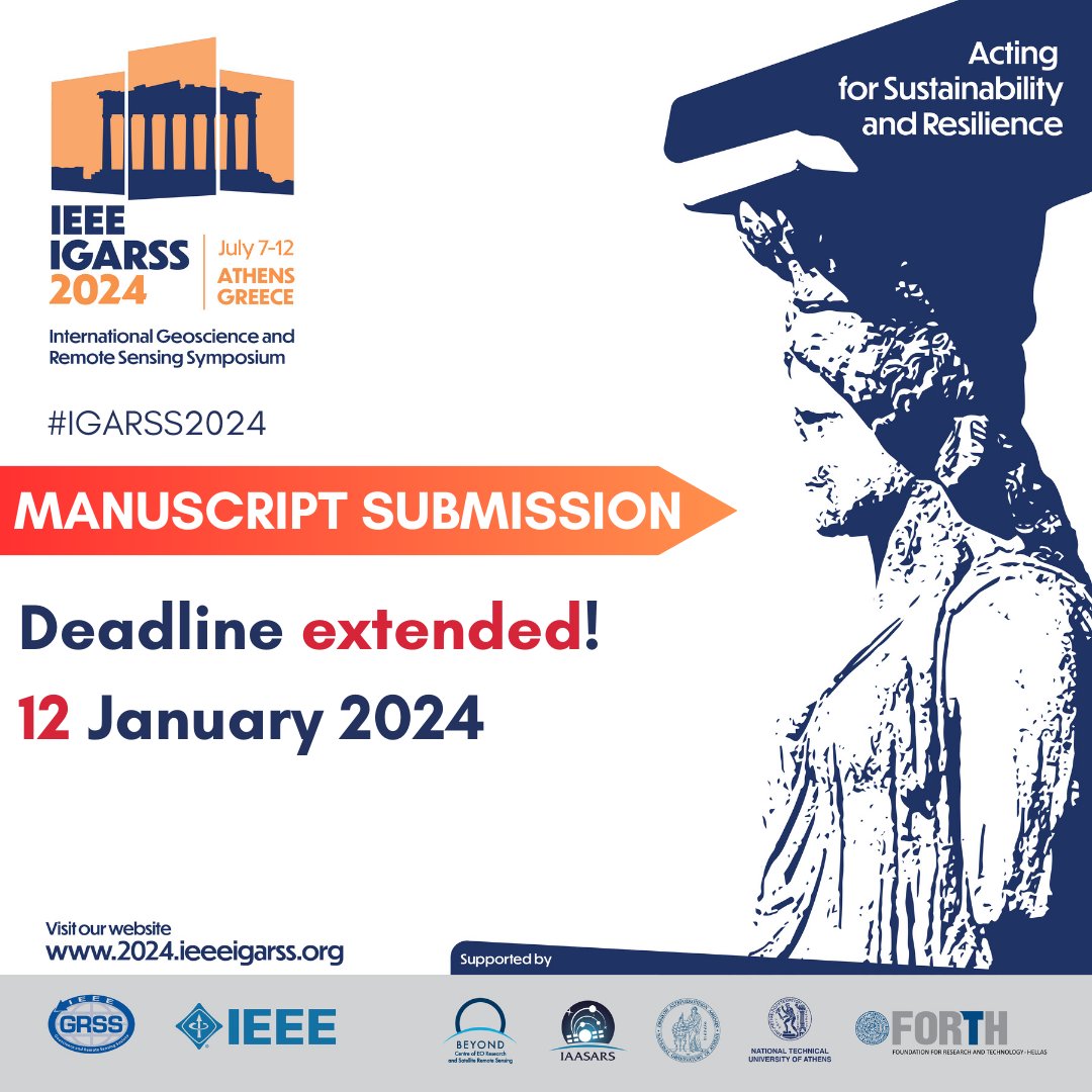 📢 #IGARSS2024 Manuscript Submission Deadline Extension!

The new deadline for submission is now January 12th, 2024

Seize this chance to showcase your research to the global community of scholars and innovators.

Submit now: 2024.ieeeigarss.org/papers.php
