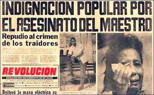 El 5 de enero de 1961 los bandidos cometieron uno de los crímenes más repudiados del Escambray: luego de torturarlos, asesinaron al maestro voluntario Conrado Benítez García y al campesino Heliodoro Rodríguez. La 1era víctima del terrorismo contra el magisterio fue Conrado.