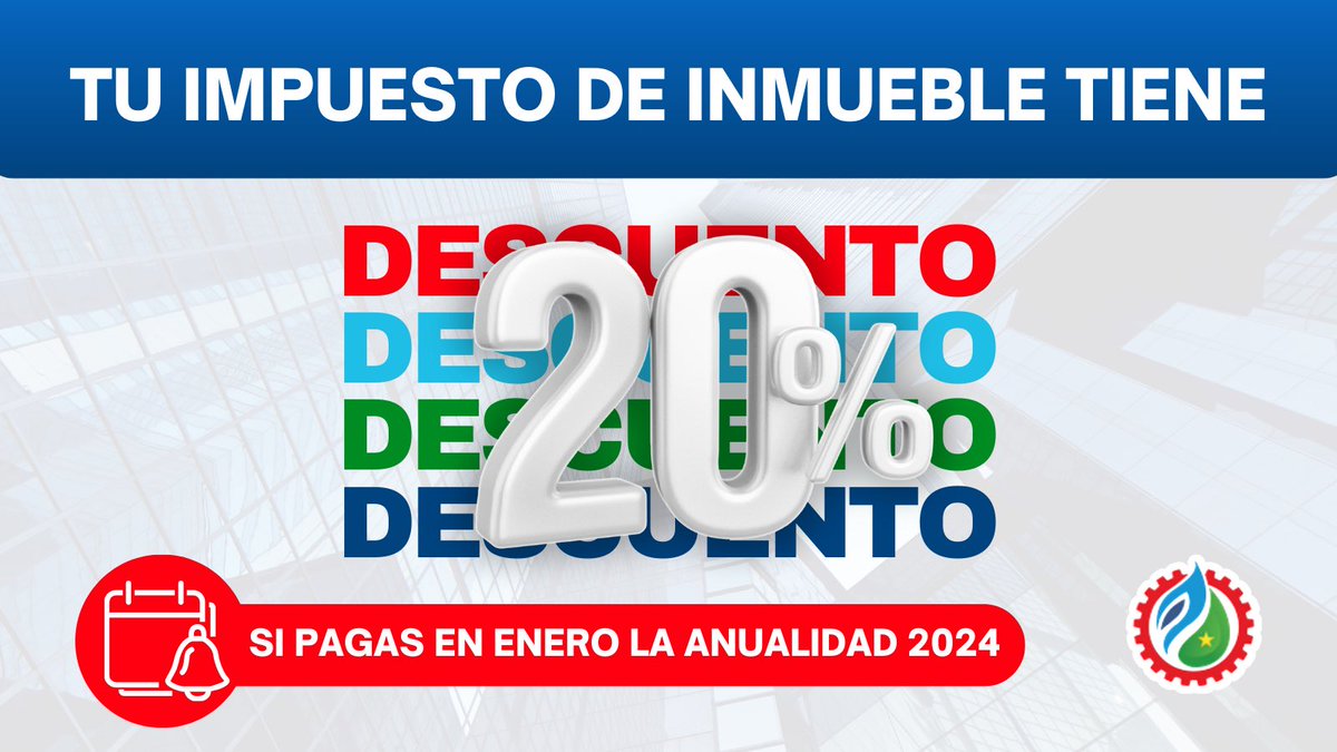 Si tienes inmuebles en el Municipio Caroní, no dejes pasar el 20% de descuento, si pagas en enero la anualidad 2024 de tu impuesto. Comienza el año al día con tus tributos.
¡Ciudad Guayana para vivir! 🌿