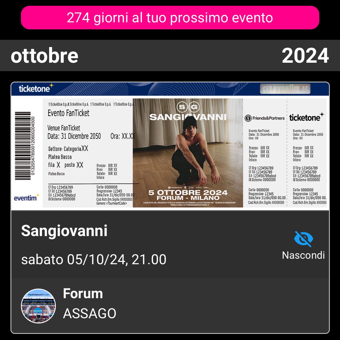 non pensavo fosse possibile e invece eccoci qua.
messina-milano,sarà un viaggio stancante ma finalmente dopo 3 anni riuscirò a vederti cantare dal vivo,ci vediamo al forum sangio🤍