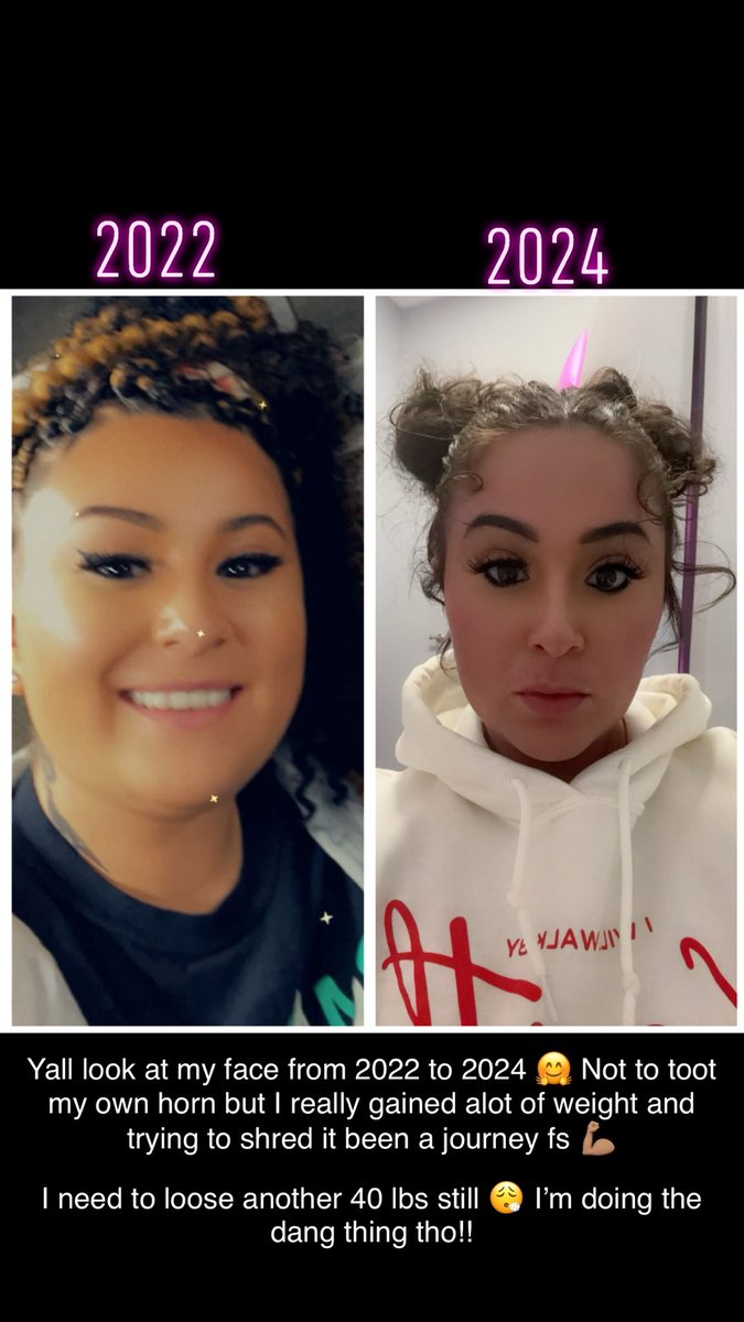 JazzlynKay20's tweet photo. I went from being 140 lbs in 2020 to 200 lbs in 2022 😮‍💨 and now here I am in 2024 shredding them 60 lbs 1 lb at a time! 💪🏽🙏🏽 #2024 #weightlossjourney https://t.co/tACOGF5548
