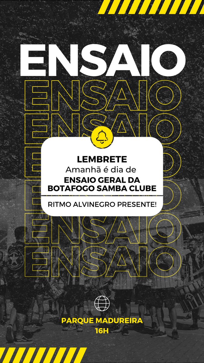 Nos encontramos amanhã no Parque Madureira! 🥁🤍🖤