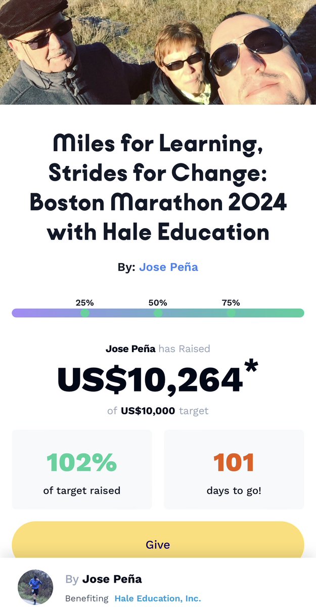 jmpegna's tweet photo. Bendita locura. Gracias al esfuerzo de tantos y tantos, hemos conseguido sobrepasar el objetivo de $10.000 y podremos ayudar a más niños con pocos recursos del área de Boston. 

Abrumado por tanto apoyo. Gracias, gracias, gracias. 

#RunLikeHale #TeamHale #Boston128 #Boston2024 https://t.co/FPIznguANQ