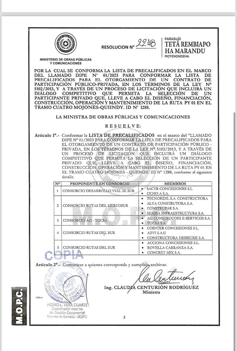 🚧🛣️ Precalificados consorcios para expandir ruta PY01 en Paraguay! 🌐 Proyecto de 108 km, inversión de $430M para conectar zonas productivas. 🚚🌉 #InfraestructuraPY #AltoParaná #APP #DesarrolloVial 🇵🇾🚀