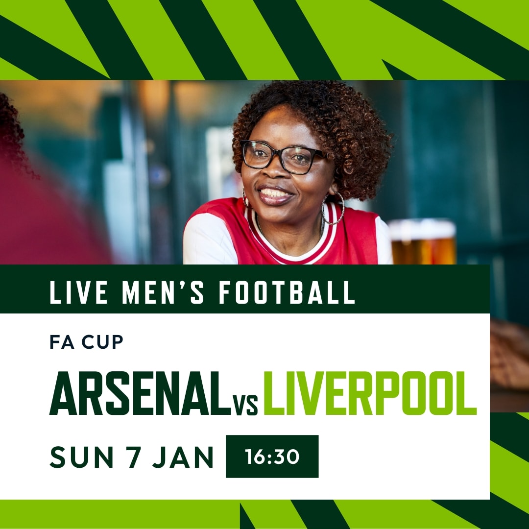 GK_FHTadley's tweet photo. Come down and join us for the biggest clash in the FA Cup weekend
Arsenal V Liverpool
Live &amp; Loud from 4pm https://t.co/I7JYIxEW07
