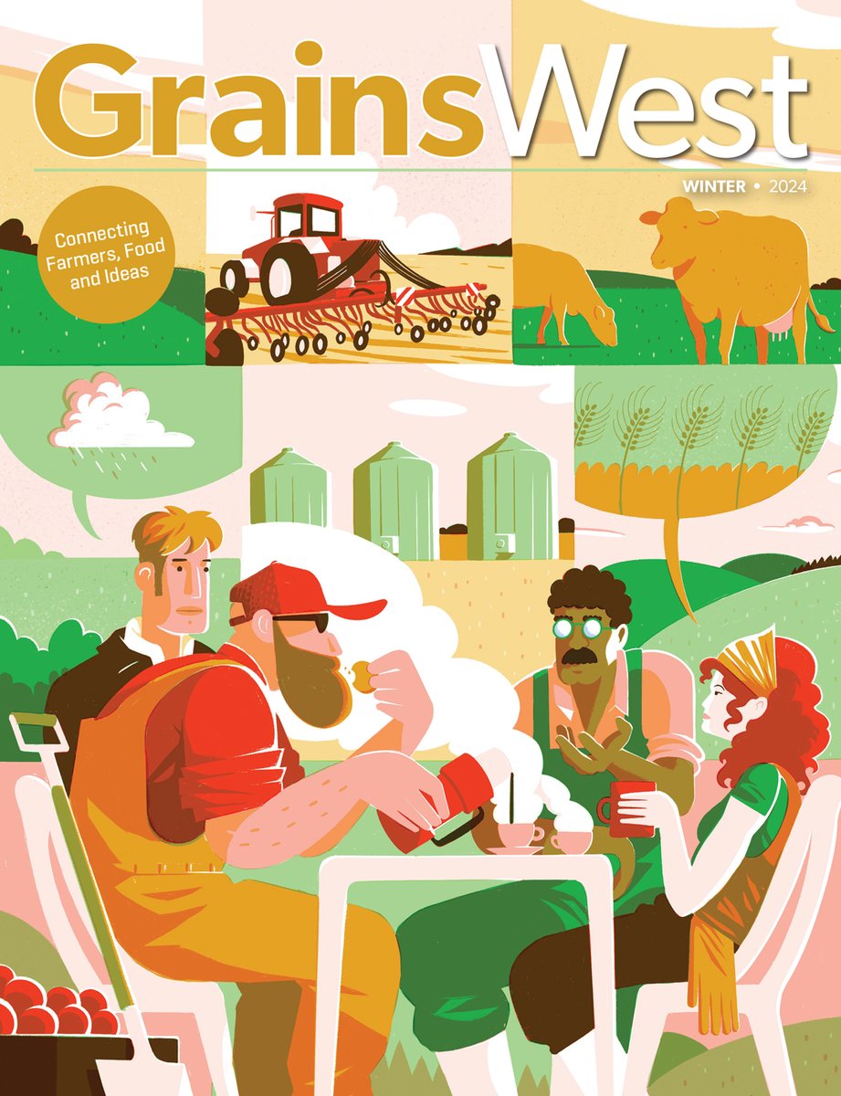 GrainsWest's tweet photo. The winter 2024 issue of GrainsWest is online now.  https://t.co/zxWIQhTMGw @AlbertaGrains https://t.co/vyuYCHiWHh