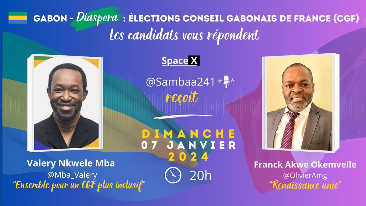 #Diaspora : le Conseil des #Gabonais de France (CGF) renouvellera son bureau exécutif ce 13 janvier.  

Nous recevons ce dimanche à 20h, les représentants des deux listes en lice. D’une part « Ensemble pour un CGF plus inclusif » de l’autre « Renaissance Unie »