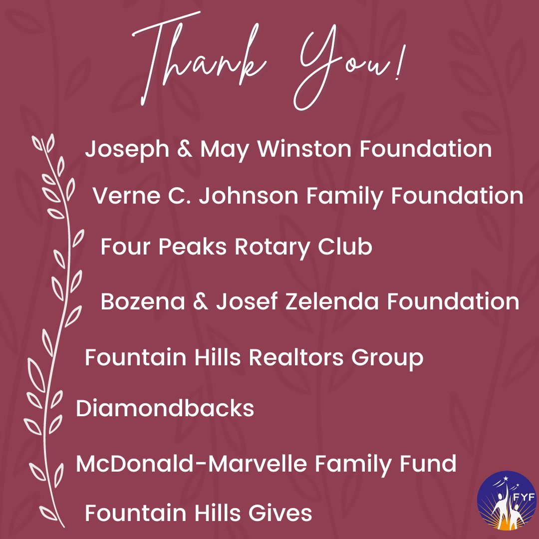 fosterfutureaz's tweet image. 🌟 Gratitude overload! Huge shoutout to our incredible sponsors who generously supported Foster Your Future nonprofit. Your contributions are making a profound impact on the lives of foster youth, creating brighter futures. Together, we're changing lives! 🙏 #ThankYou
