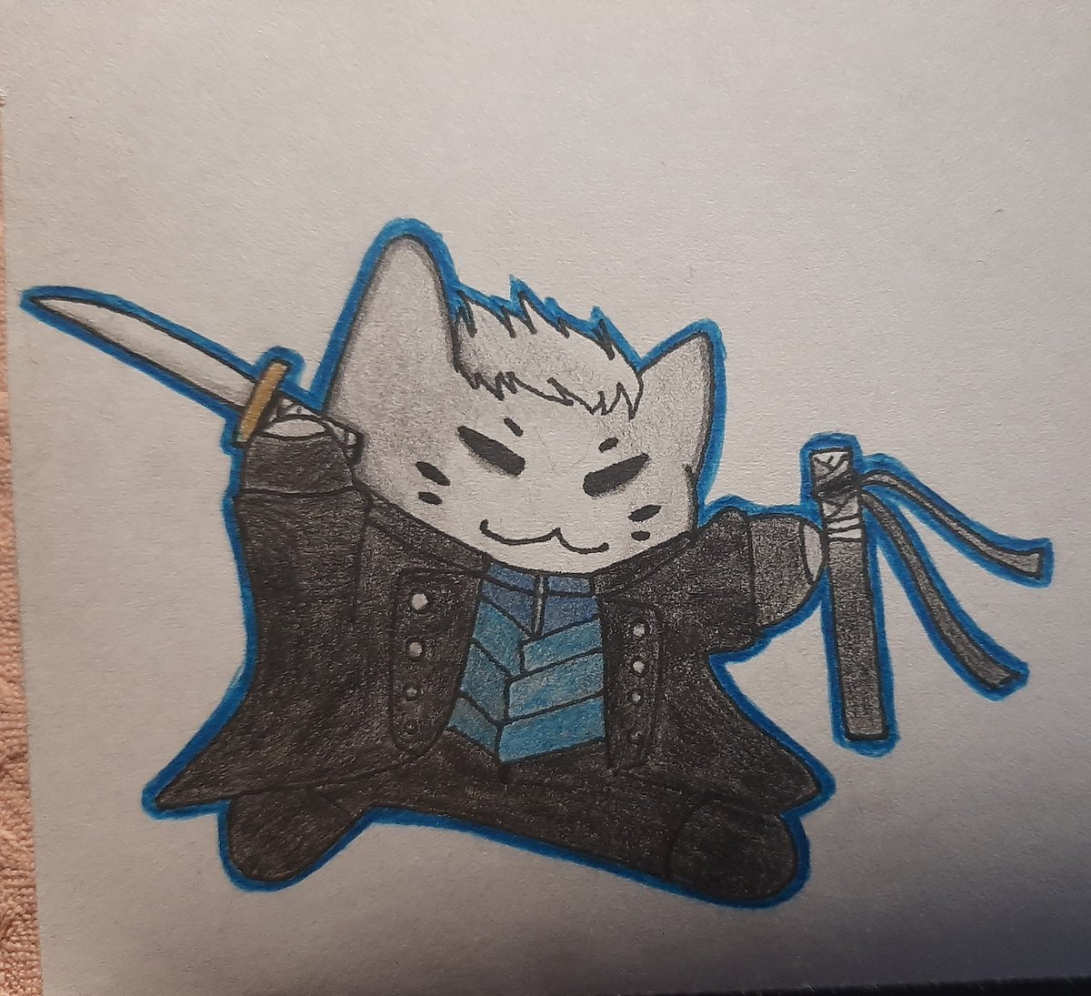 TheCatStar1's tweet photo. After a long time I woke up. But yeah, I was busy drawing for gifts for my friends. And they were very pleased and I drew this miracle on the envelope.
#DMC5 #Vergil #DevilMayCry5 #DevilMayCry https://t.co/GQeyiqTFEh