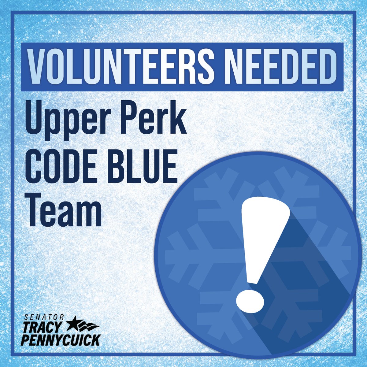Sen_Pennycuick's tweet photo. ❄️#UpperPerk Code Blue Team Looking for Volunteers 

Help protect our community from the cold: The Upper Perk Code Blue Team is seeking #volunteers to staff the Bike and Sol shelter during #CodeBlue nights, when homeless individuals face dangerous temperatures. https://t.co/liMHs5jOxK