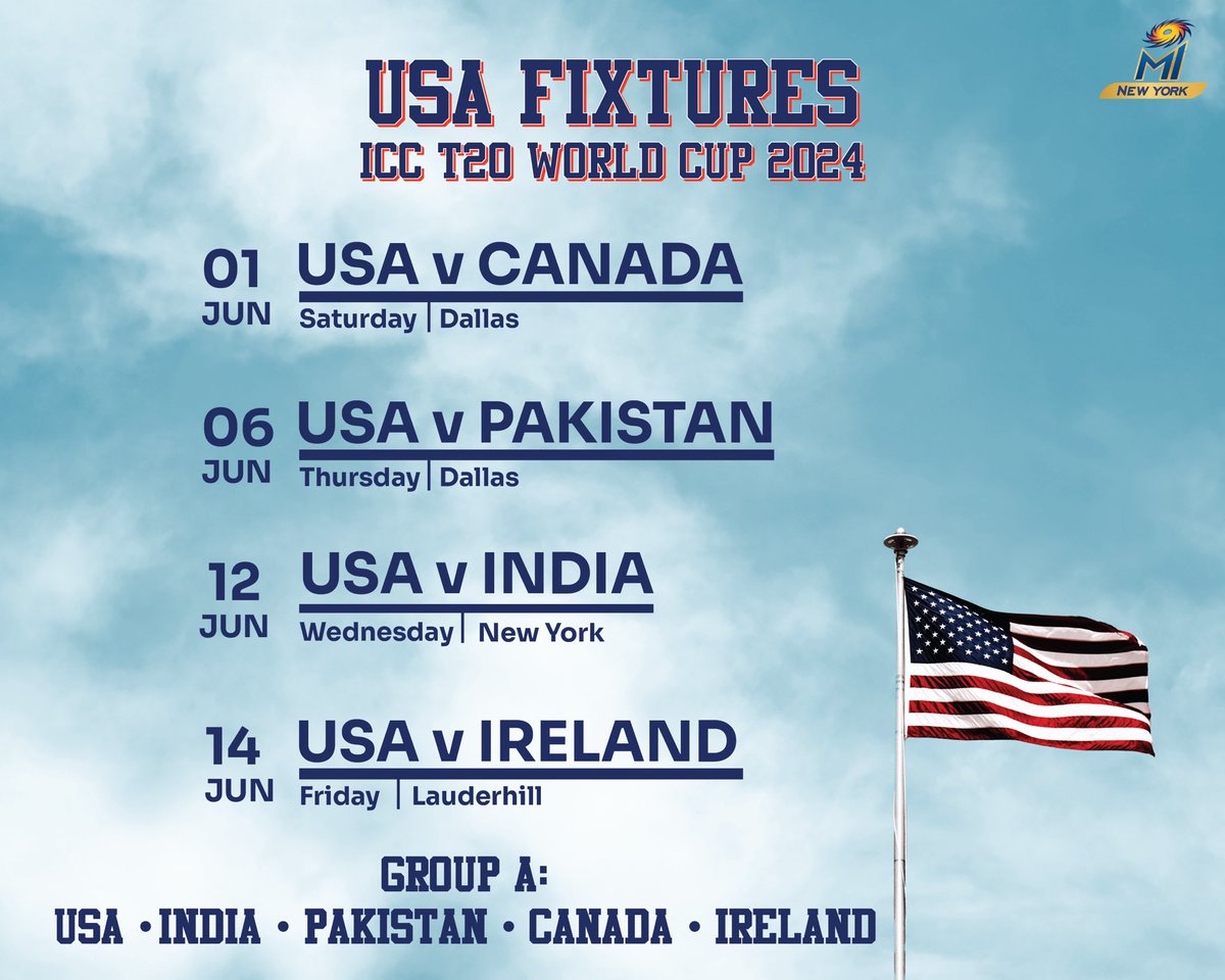 What a time to love cricket in America 🇺🇸💙 June, come soonest? 🥹 #OneFamily #T20WorldCup2024