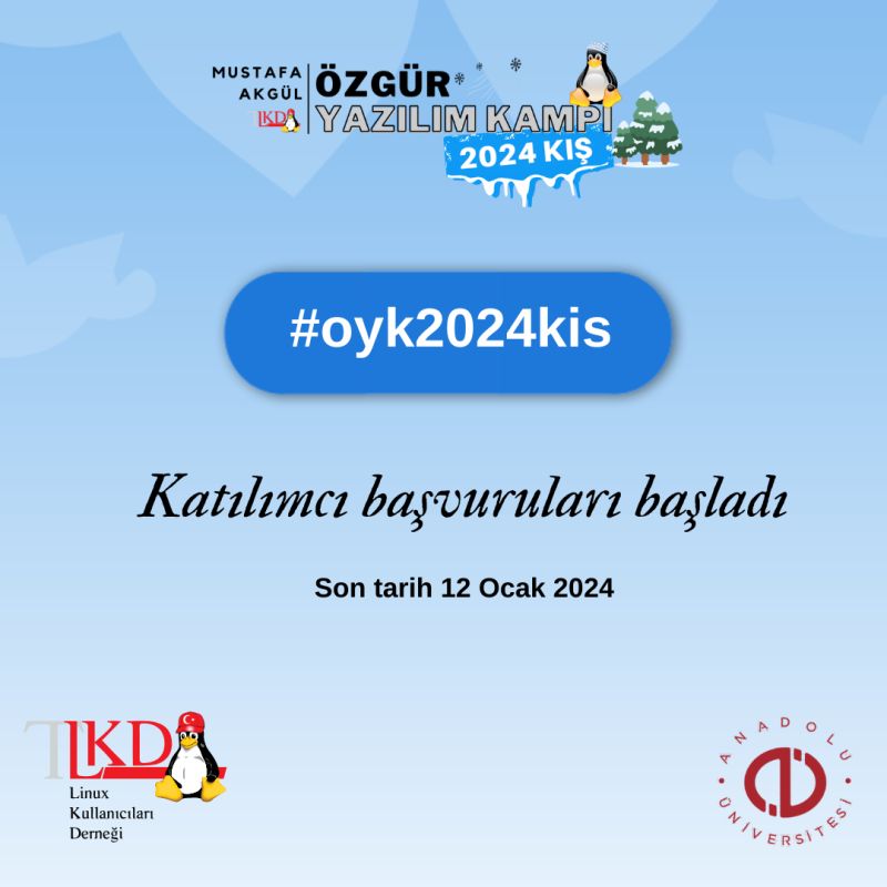 LKD kış kampı başvuruları başladı. PostgreSQL 101 eğitimi ile biz de sahadayız.
Eğitimlerin detaylarını incelemek için kamp.linux.org.tr ziyaret etmeyi unutmayın. #oyk2024kis #postgresql #dba