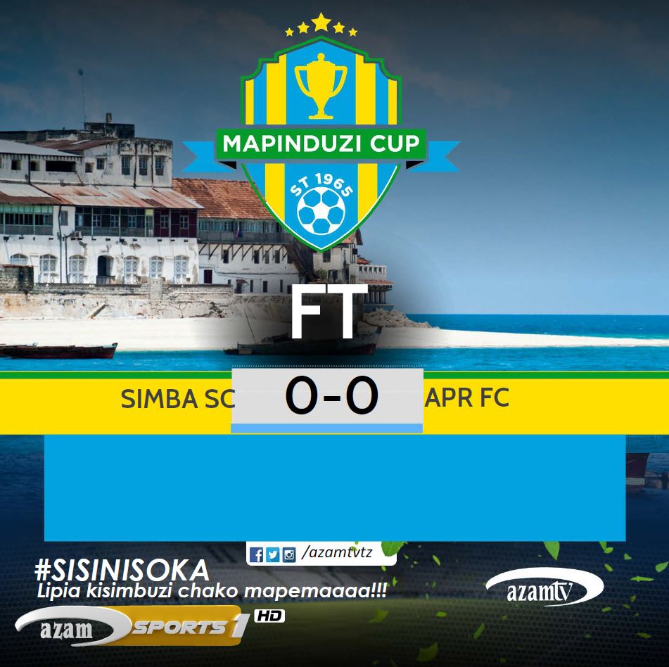 azamtvtz's tweet photo. MATOKEO | #MapinduziCup2024
FT: Simba SC 0-0 APR FC
Ni kwa kifurushi cha shilingi 25,000/ unapata burudani hii ya Kombe la Mapinduzi.
#MapinduziCup2024 #MapinduziCup #Miaka60YaMapinduziZanzibar #Zanzibar #Zanzibar60 #SimbaSCVsAPRFC #SimbaSC #APRFC #SimbaAPR https://t.co/A7JetPyq6j