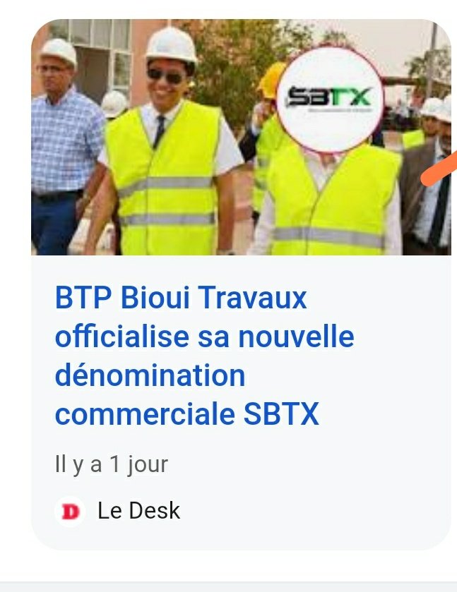 Bioui travaux s.a.r.l

ماكاملاش يمكن تا شهر على الاعتقال ديال بعيوي ، ناضو بدلو سمية ديال الشركة ، اسم جديد sbtx ، بحال اي شركة تاتلاحق مولاها تهمة الفساد .......نتا مول لخير 2900 مستخدم كتر من 1000 فورنيسوغ , 115 مشروع 
Too big to fall