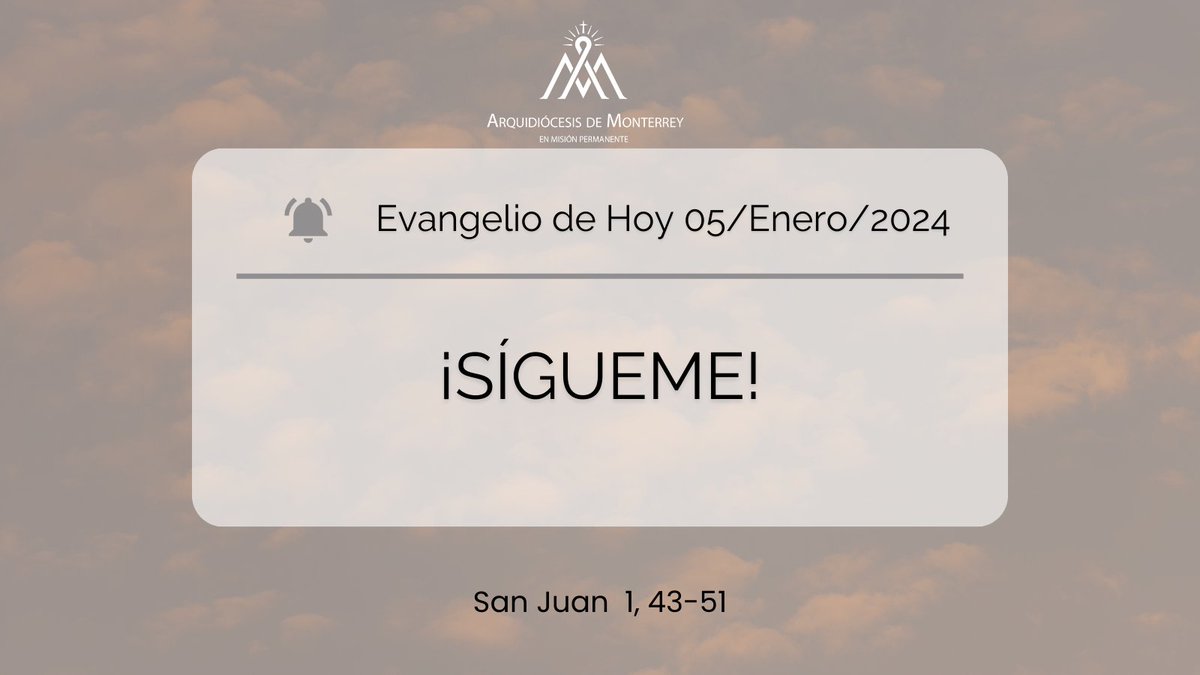 arquimty's tweet photo. Al recibir la invitación de Jesús: "¡sígueme!", Felipe además de aceptar invitó a Natanael. Así en este esta vida estamos llamados a seguir a Jesús e invitar a nuestros semejantes a seguirle. Demos testimonio de nuestra fe. #evangeliodehoy #arquimty #iglesiademonterrey https://t.co/m1nuuySmjA
