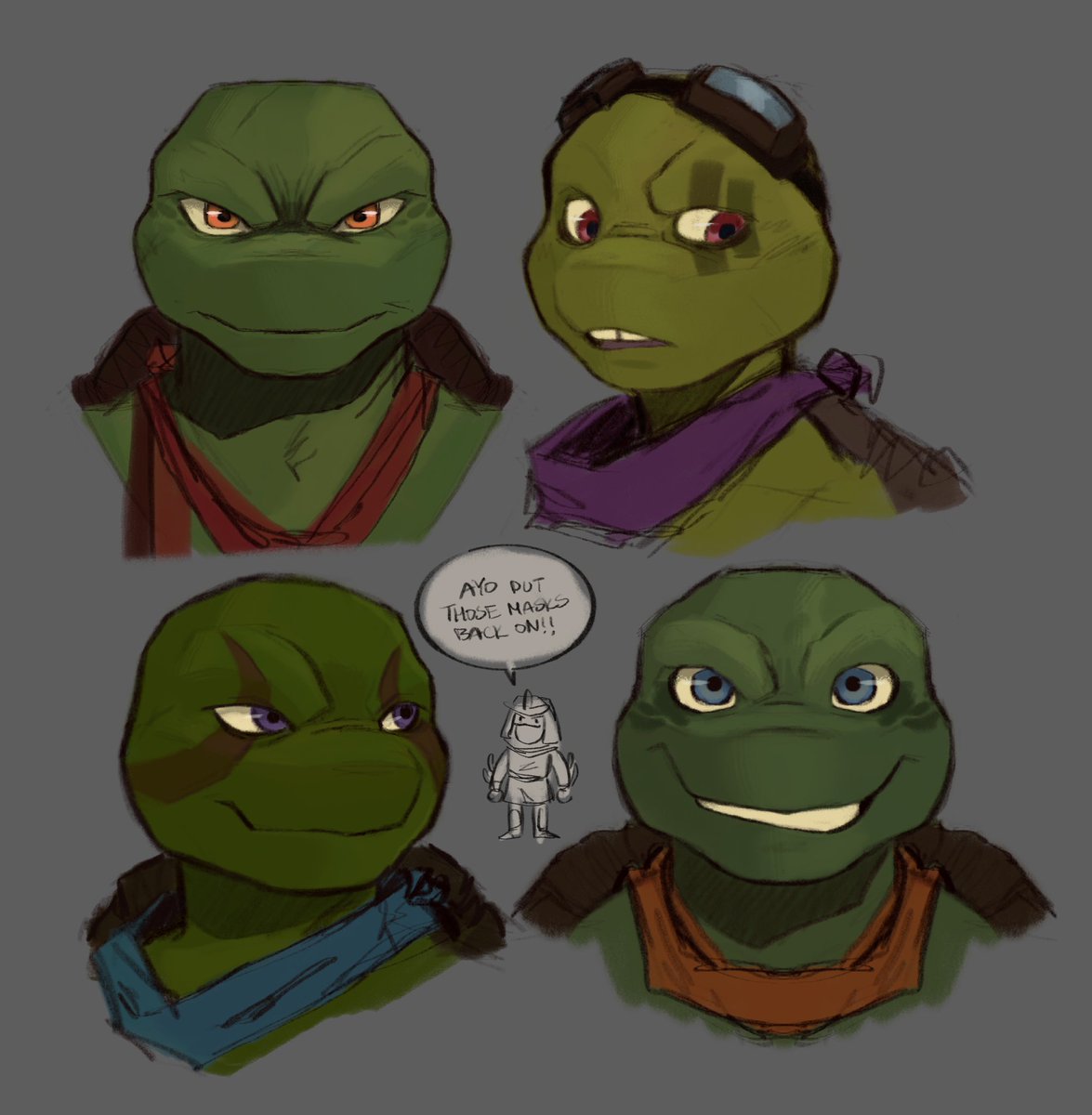 Amasc0met's tweet photo. I don’t think I posted this one here yet but I tried to draw my turtles w/o their masks on #TMNT https://t.co/vwawKyImpj