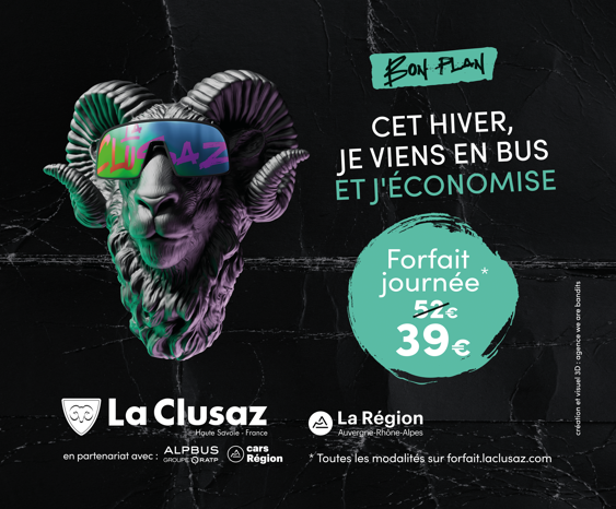 Altibus's tweet image. 🚨 𝐀𝐋𝐄𝐑𝐓𝐄 𝐁𝐎𝐍𝐒 𝐏𝐋𝐀𝐍𝐒 ! Profitez d'une réduction sur votre forfait de ski avec votre ticket de bus Annecy &amp;lt;&amp;gt; @mongrandbo / @LaClusaz 🤩🎁
𝐋𝐞 𝐆𝐫𝐚𝐧𝐝-𝐁𝐨𝐫𝐧𝐚𝐧𝐝 : + d'infos sur ski.legrandbornand.com/.../les-offres…
𝐋𝐚 𝐂𝐥𝐮𝐬𝐚𝐳 : + d'infos sur forfait.laclusaz.com/fr/offre-forfa…