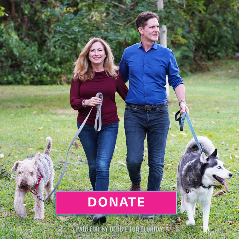 DebbieforFL's tweet photo. It’s Debbie. I'm an immigrant, a former congresswoman, a gun safety advocate, and the Democrat running to defeat Sen. Rick Scott. He won by just 0.12% of the vote last time. Now, Senate control could all come down to Florida. Will you give now to help me flip Florida blue?