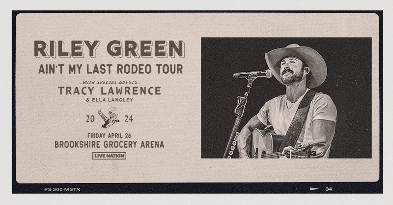 💥 Bossier City!

Have you got your tickets to see Riley Green 🤠 on the Ain't My Last Rode Tour at Brookshire Grocery Arena April 26?

Don't miss out!!

🎫 Get tickets: bit.ly/RileyGreenBoss… and in person at the b1BANK Box Office open Wednesdays and Fridays from 10AM - 2PM.