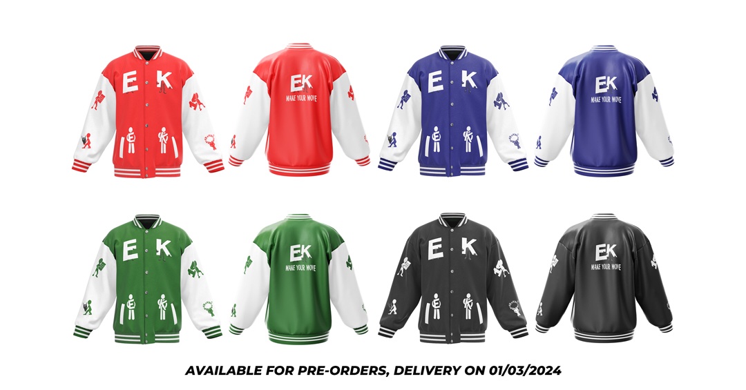 Exe_Kau's tweet photo. WE THE EXE KAU TEAM WOULD LOVE TO WISH YOU A HAPPY NEW YEAR, AS WELL AS THANK YOU FOR YOUR CONTINUOUS SUPPORT TOWARDS US. FURTHERMORE, WE WOULD LOVE TO INTRODUCE TO YOU OUR “EK Stickmen Varsity Jackets” NOW AVAILABLE FOR PRE-ORDERS, delivered on 01/03/2024 https://t.co/Sk9O4SVqDP