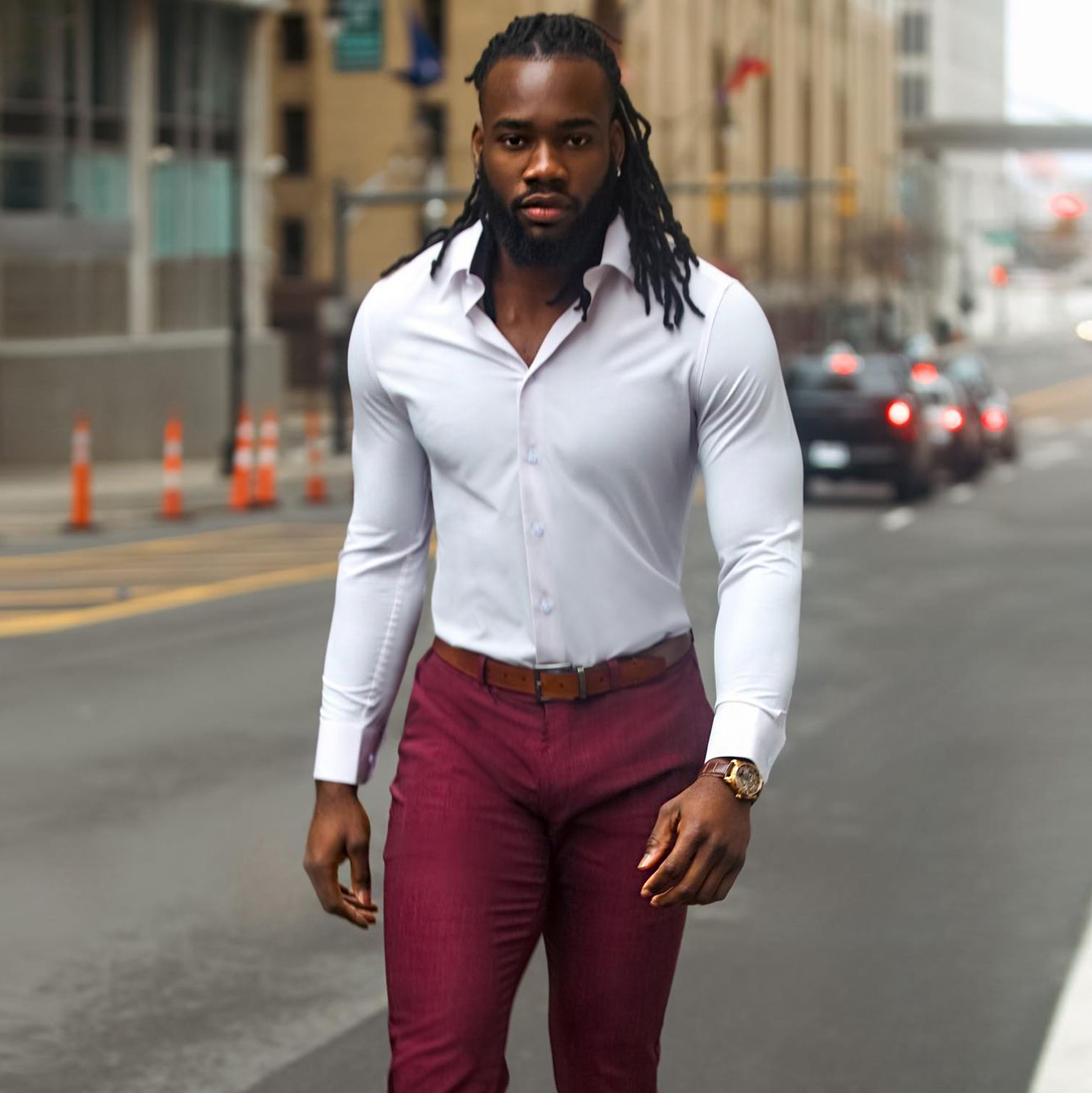 Dotted Button-Down Shirt | Pants outfit men, Mens casual outfits, Maroon  pants