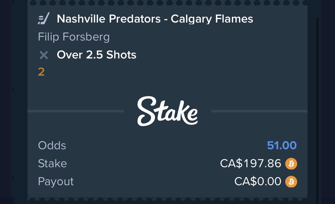 Hit my last two legs (Forsberg shot and Lindholm assist) while watching the game and started celebrating for an hour, only to find out the stat was changed well after the game.  <a href="/Stake/">Stake.com</a> is offering no compensation.  This ever happen to you <a href="/ROSHTEINS/">Roshtein</a> or <a href="/Xposed/">Xposed</a> ? <a href="/StakeEddie/">Eddie</a>