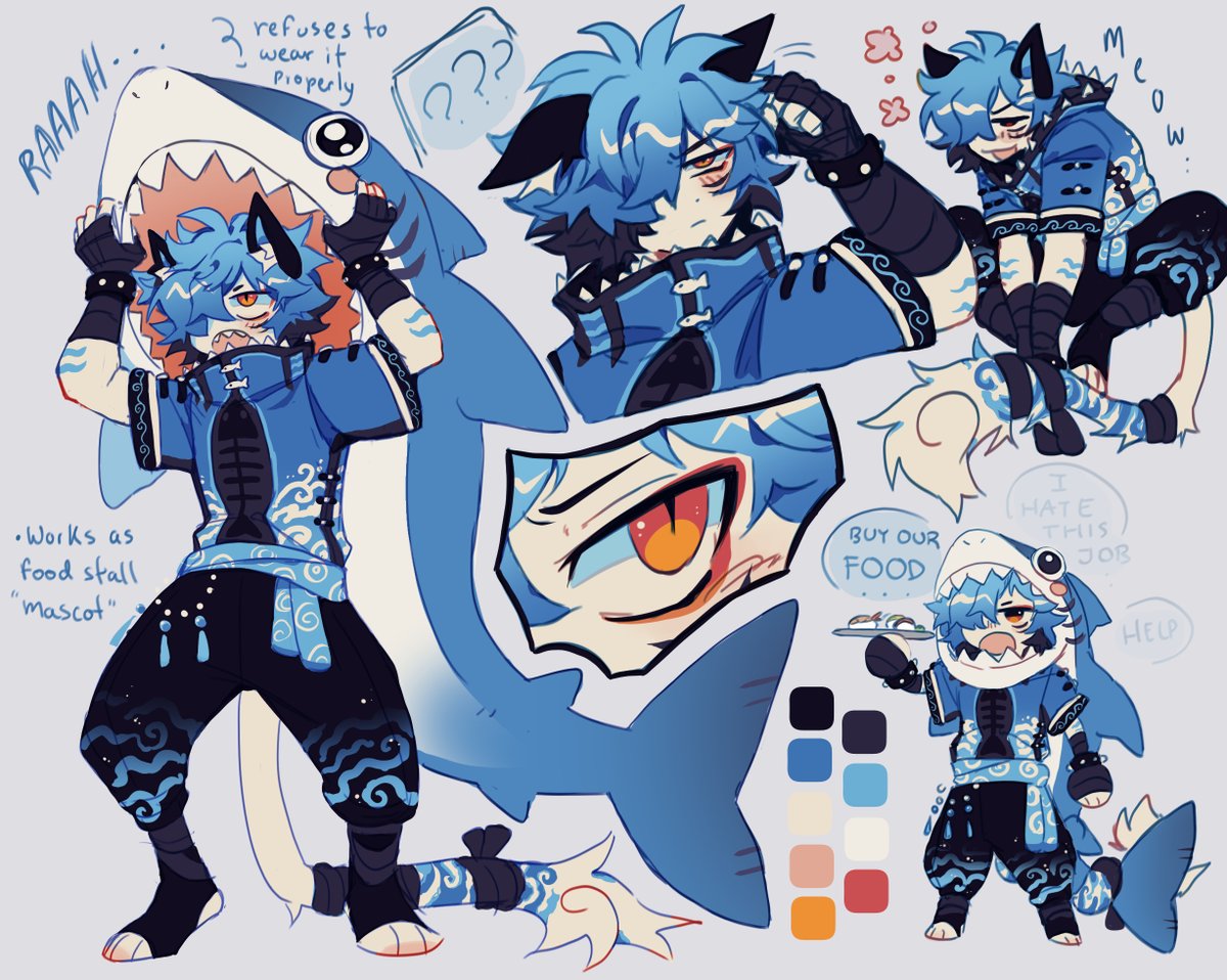 Maru_Xian's tweet photo. FIRST DESIGN (ADOPT) OF THE YEAR 🦈🦈🗣️🗣️‼️‼️ a silly BOOOI 

He knows combat and has water powers but he can't use them cause........society fears him 🌹

#art https://t.co/coKcQG5Y9d
