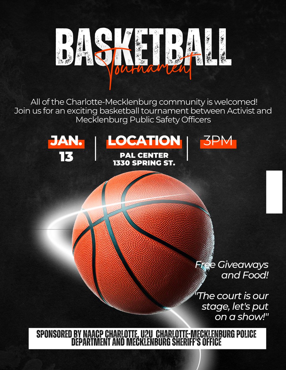 Unity in Community Event! Please join us for a day full of food,fun and love. Cheer for your community activists as we challenge CMPD in a basketball tournament.  Bring all your friends and family. #1Love2024