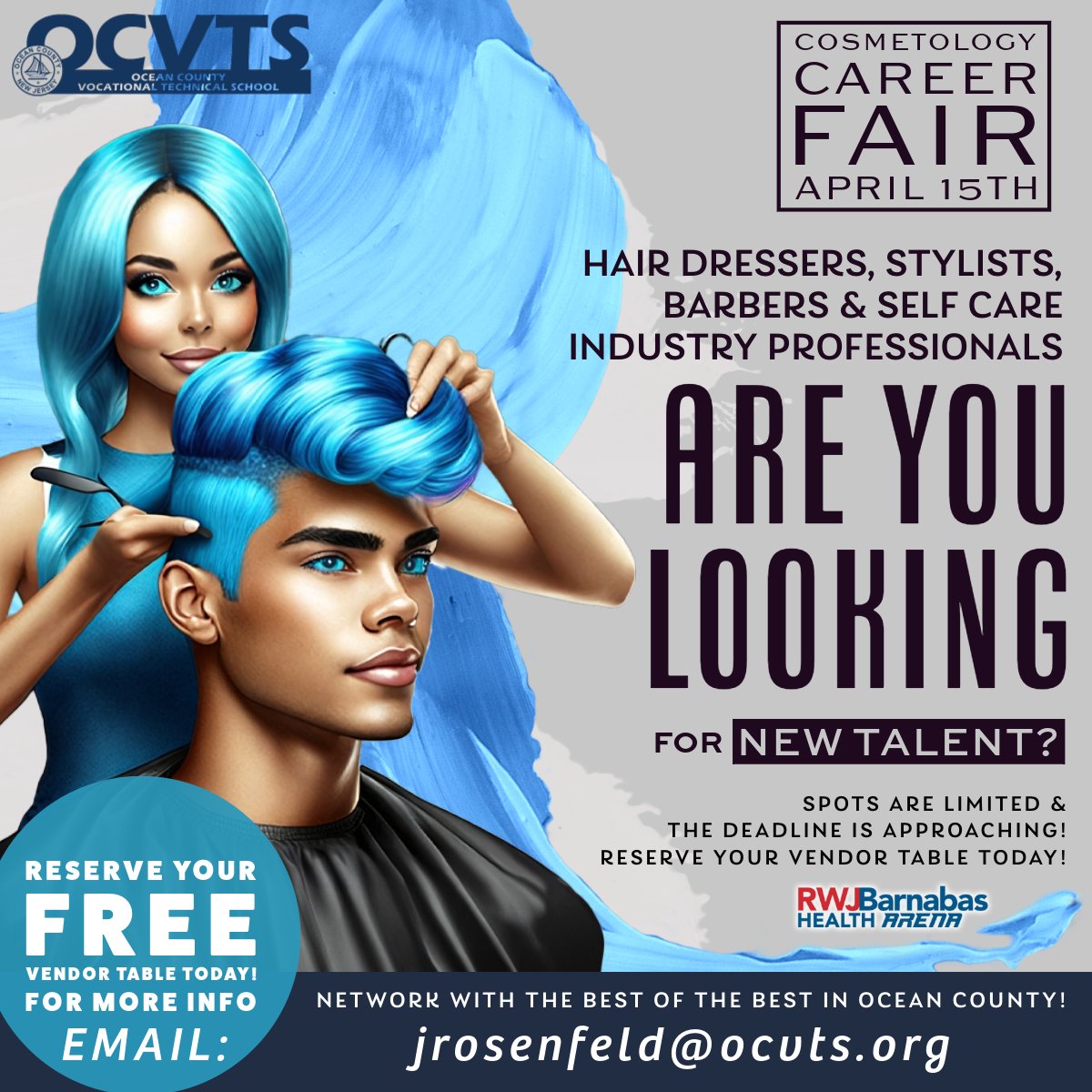 Join us for an exciting opportunity to connect with our current students - the rising stars of the cosmetology world, who could be your next exceptional hires! Email jrosenfeld@ocvts.org for more information. #ocvts #vocationaleducation #hairstylist #barbershop