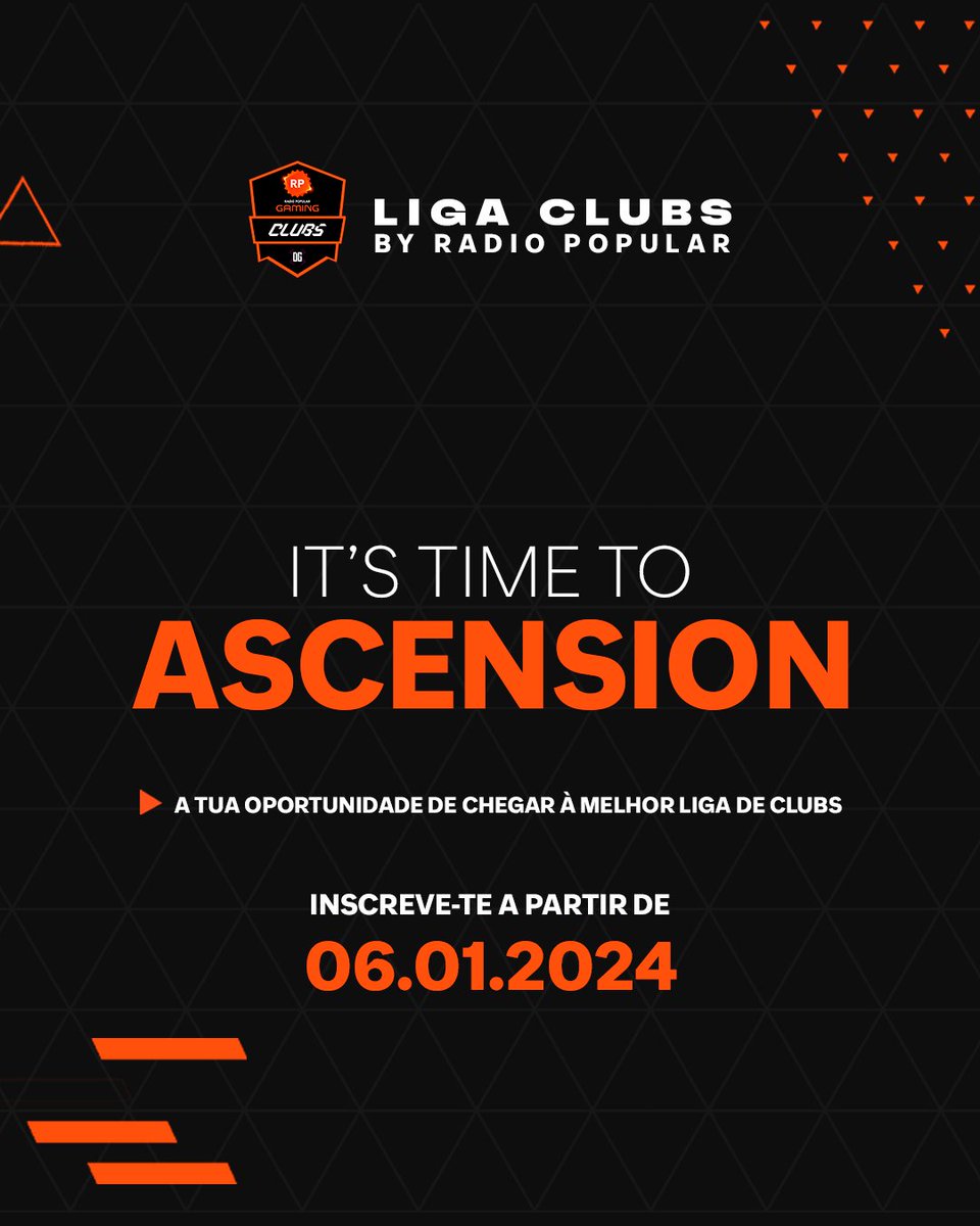𝗜𝗧'𝗦 𝗧𝗜𝗠𝗘 𝗧𝗢 𝗔𝗦𝗖𝗘𝗡𝗦𝗜𝗢𝗡!🔥

A partir de amanhã todas as equipas que não participaram na Season 1, poderão lutar por uma vaga na Season 2 da melhor Liga de Clubs em 🇵🇹. 

Estão preparados?👀