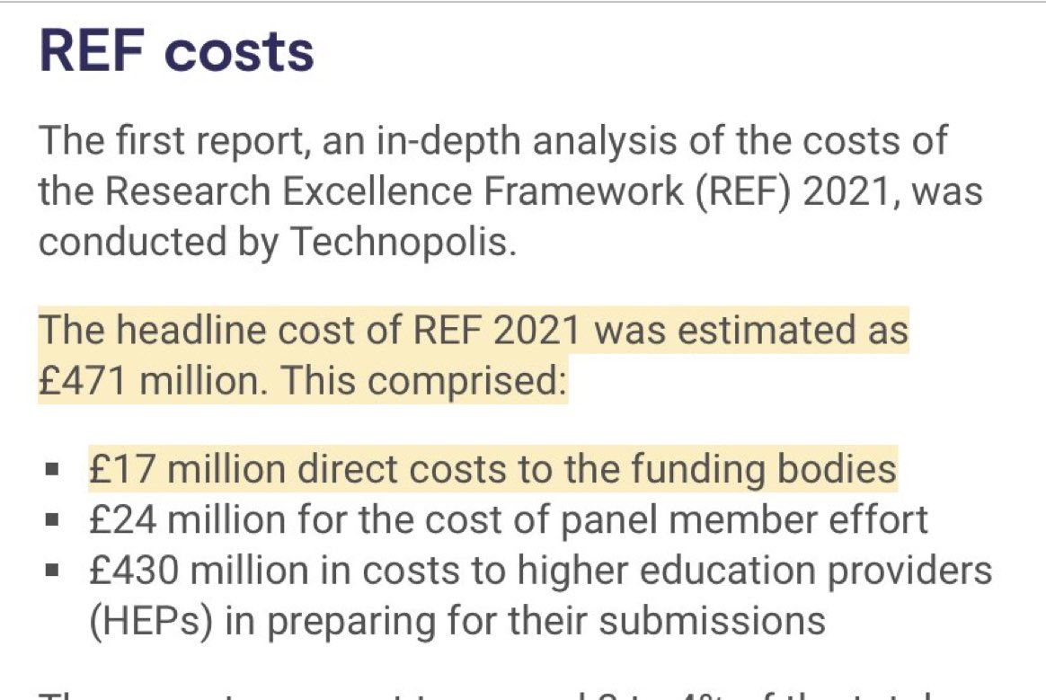 Cancel REF #cancelREF and give 500 research groups £1m each over 5-years. REF2029 will likely cost over £500m.