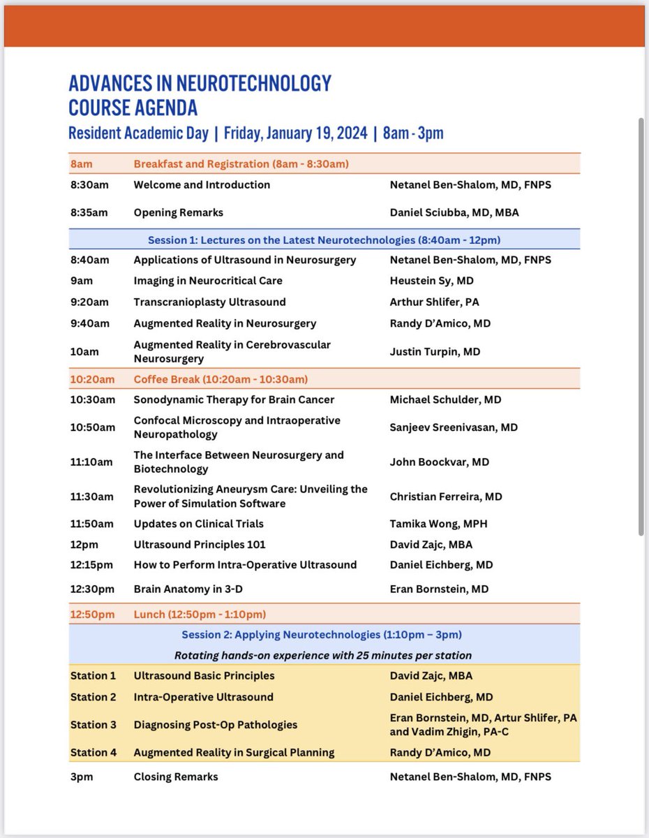 Daniel Sciubba (@danielsciubba) on Twitter photo One of the exciting and fun parts of our field is all the evolving technology we use to help us treat our patients. Join us on January 19 for a one-day <a href="/NorthwellNsurg/">Northwell Neurosurgery</a> <a href="/LenoxNeurosurg/">Lenox Hill Neurosurgery</a> course on the advances of neurotechnology: ultrasound, augmented reality, simulation and more. One of the exciting and fun parts of our field is all the evolving technology we use to help us treat our patients. Join us on January 19 for a one-day <a href="/NorthwellNsurg/">Northwell Neurosurgery</a> <a href="/LenoxNeurosurg/">Lenox Hill Neurosurgery</a> course on the advances of neurotechnology: ultrasound, augmented reality, simulation and more.