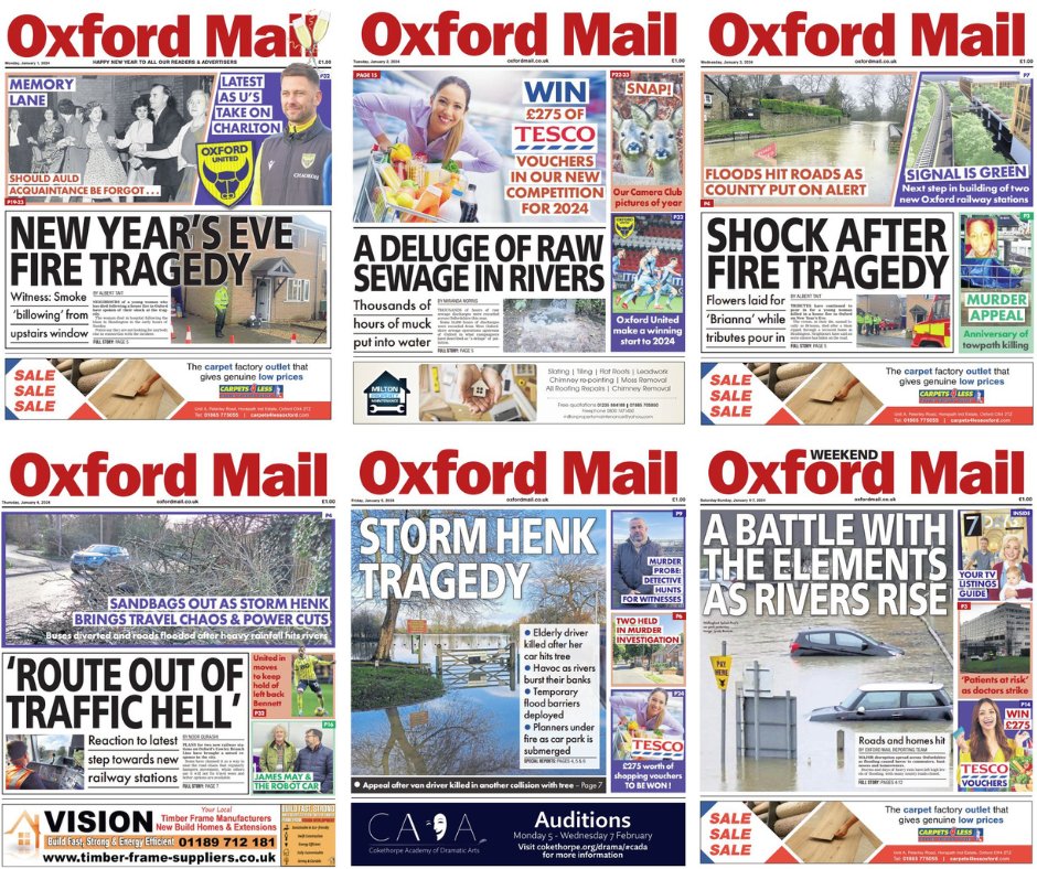 ‘The first week of January is always quiet for news’ …2024 has proved otherwise! I’m always proud of my team, but especially this week where we've covered everything from a tragic NYE fire, fatal crashes, murder probes, major rail plans and devastating floods around the clock