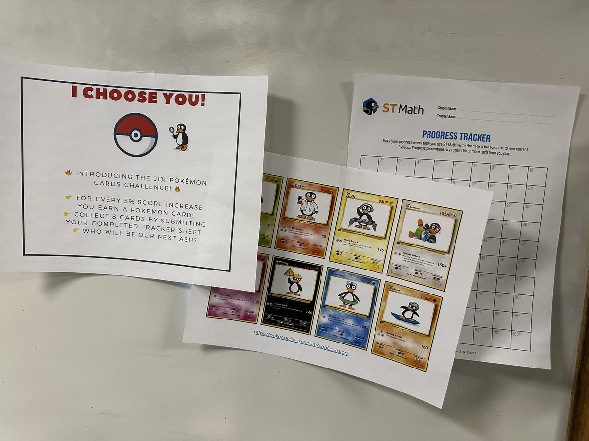 🔥Introducing the Jiji Pokemon cards challenge or Jijimon!🔥
👉🏻 For every 5% score increase you earn 1 Pokemon card!
👉🏻Collect Jijimons by submitting your tracker sheets!
👉🏻 8 Jijimons to collect! Plus you can trade them with your friends!
👉🏻 Who will be our next Ash? 
#STMATHMA