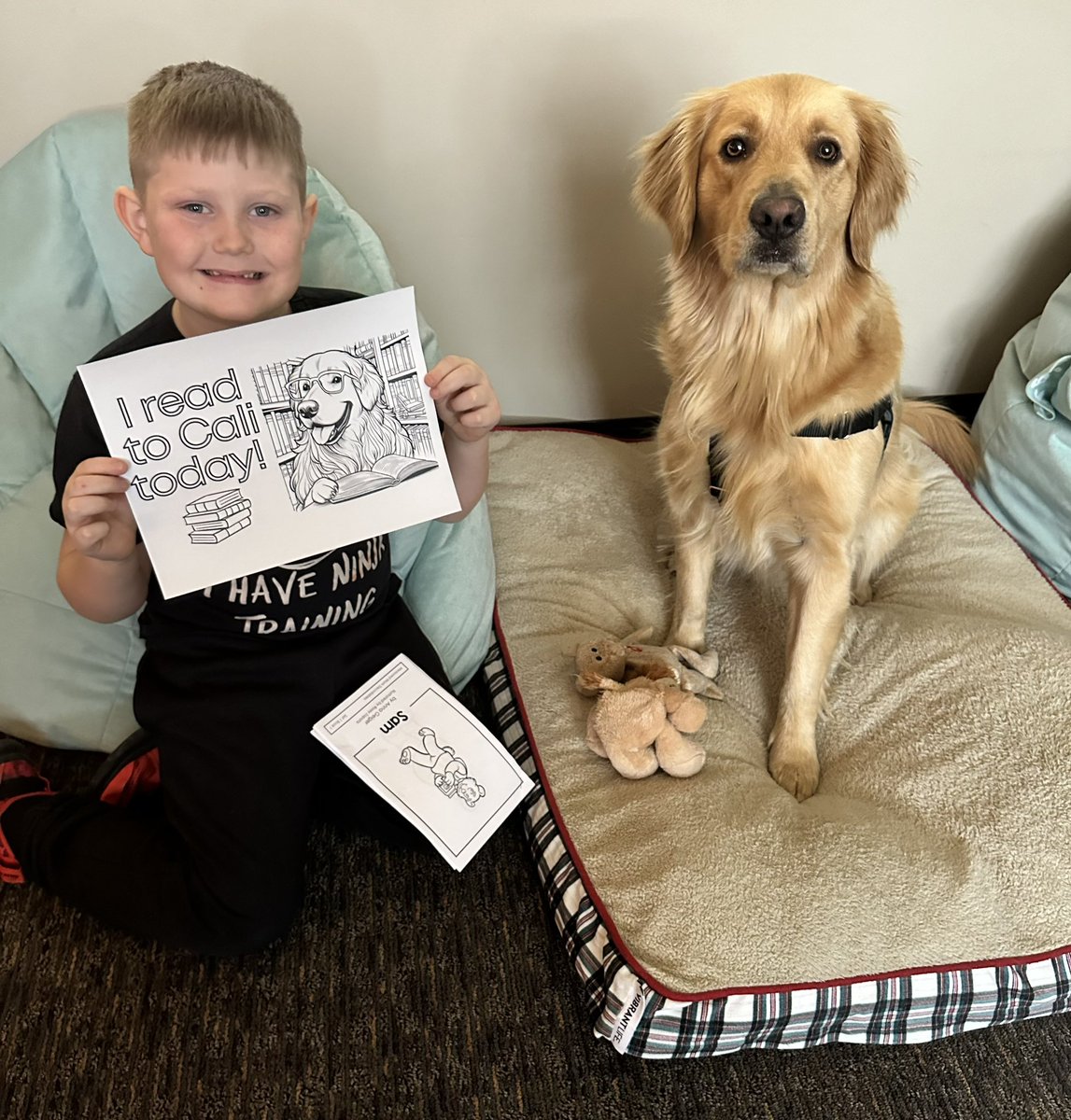 OesCounselors's tweet photo. 1st grader Coen passed so many i-Ready lessons that he got the chance to read to Cali today! Way to go, Coen!! 📚🖤🧡@OLittleKnights #OtsegoKnights https://t.co/zYVrknvHYU