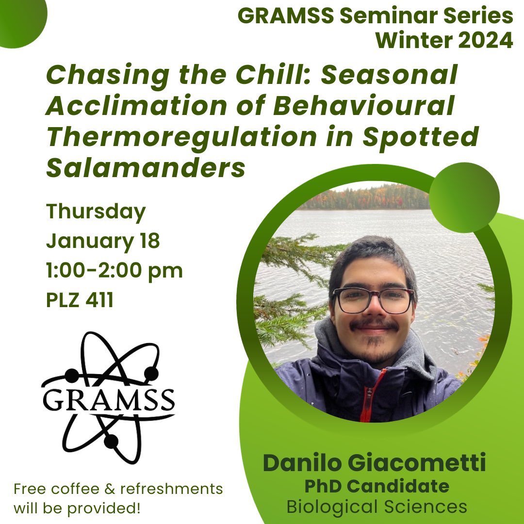 GRAMSSBrockU's tweet photo. Join us in the next installment of our Seminar series! ✨ Featuring @dangiacometti, PhD candidate in Biological Sciences. See you there! https://t.co/k5yp1I4mXD