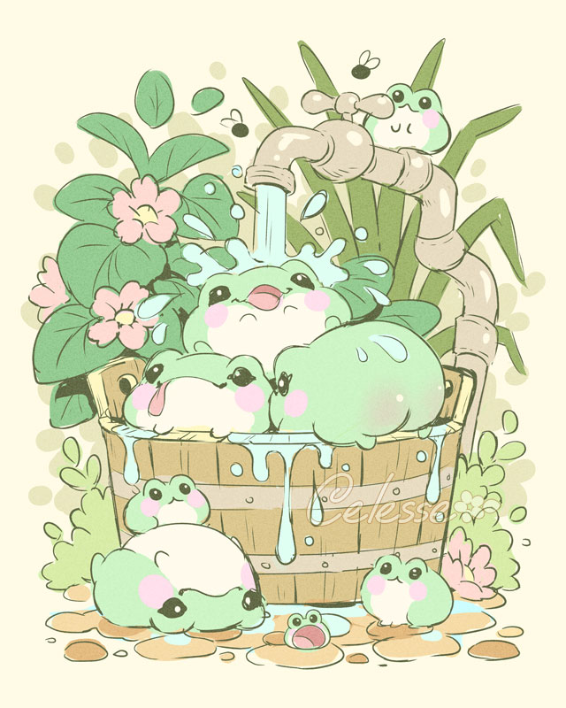celesse's tweet photo. Splish splash 💦🐸🚿 https://t.co/O2zgR46jvt