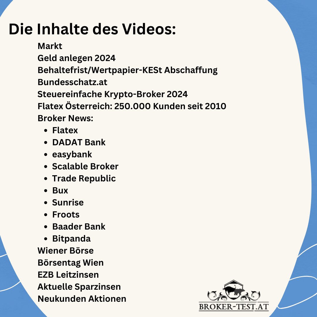 brokertest_at's tweet photo. Broker News 01/2024: KESt-Behaltefrist, Bundesschatz, Geldanlege 2024, steuereinfache Krypto-Broker 👉🏽 zum Video: https://t.co/nT4KESb2cU
#cash #investieren #broker #flatex #scalable #dadat #easybank #scalable #froots #sunrise #kest #bundesschatz #övp #grüne #magnusbrunner https://t.co/uVaVnMbrb9