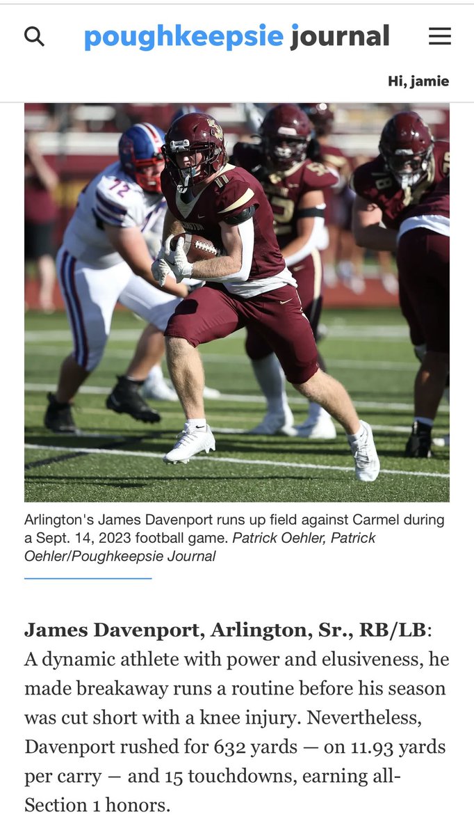 Congrats to <a href="/James_Dav36/">James Davenport</a>  <a href="/PJSports/">Poughkeepsie Journal Sports</a> all star team