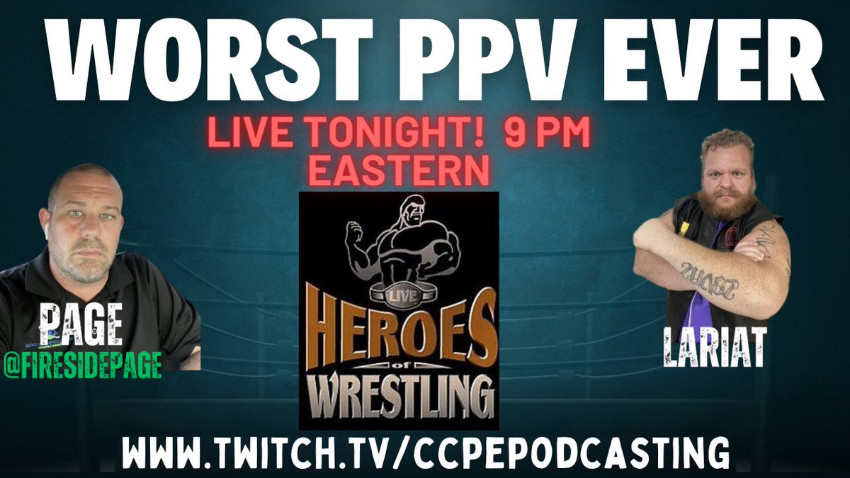 It’s finally happening! Live tonight 9 PM Eastern @EricTheLariatWV and I will be taking a look at Hero’s of Wrestling. WTF did I get myself into?